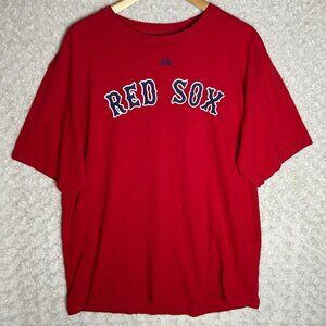 Vintage Boston Red Sox Dustin‎ Pedroia Shirt XL #15 Majestic Athletic Men's Red